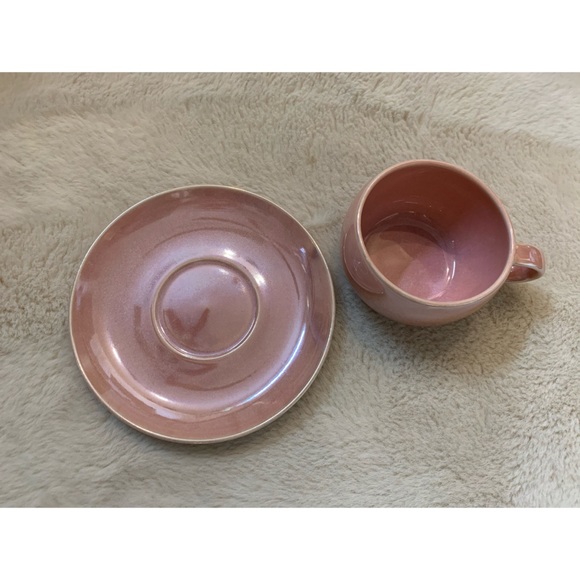 Indigo, pearly pink cup and saucer set - Picture 3 of 6